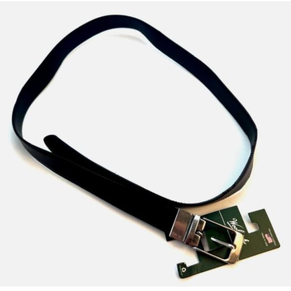 Woolrich Made in USA Leather Men's Belt Size 42 (XL) Brown/Black New with defect